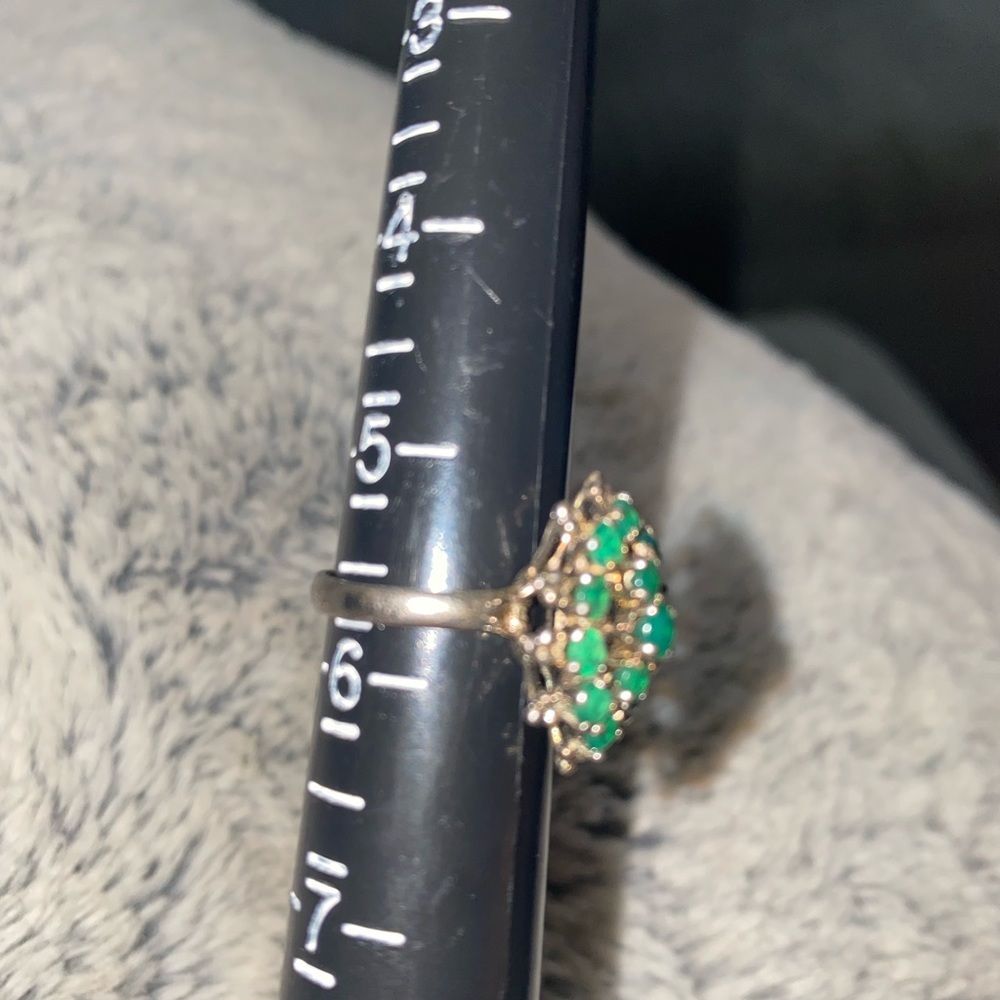 Vintage 925 natural emerald ring - Picture 5 of 8